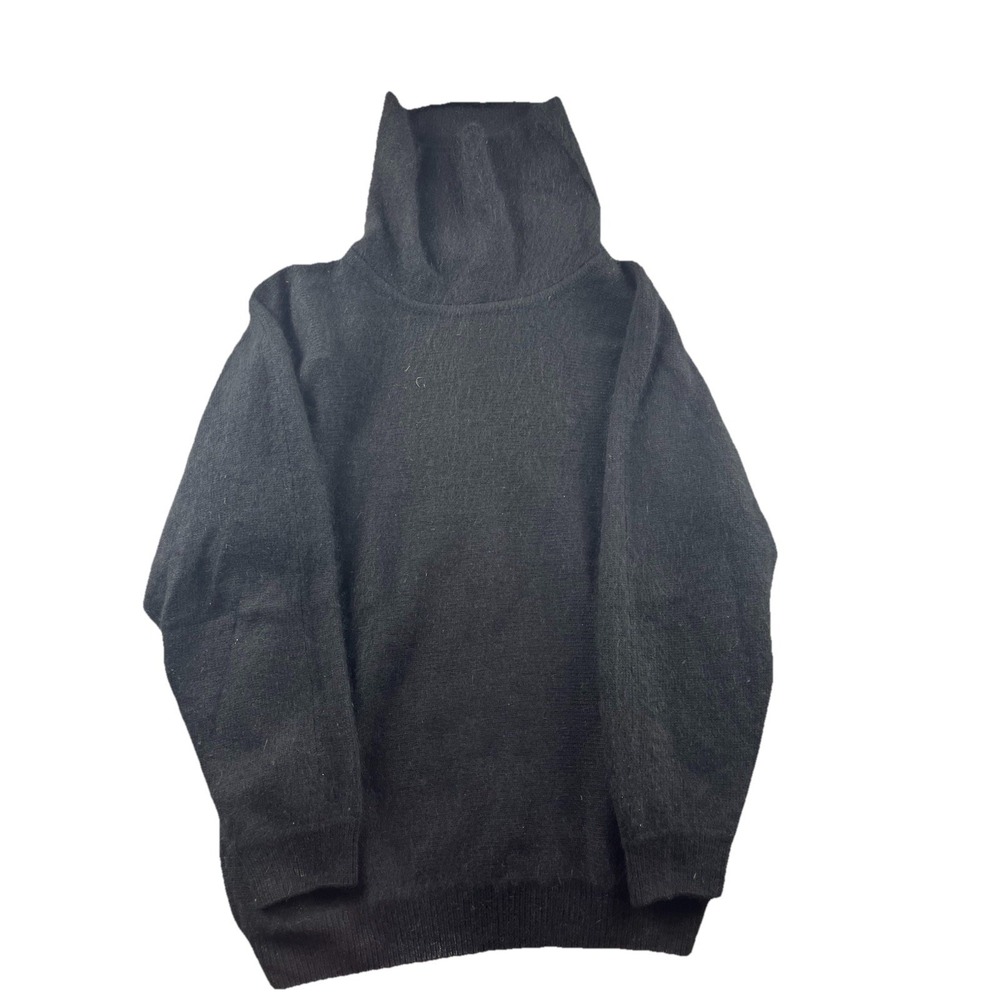 Vintage‎ 80's Angora Rabbit Hair Lambswool Sweater Mock Neck Pullover Black 18W